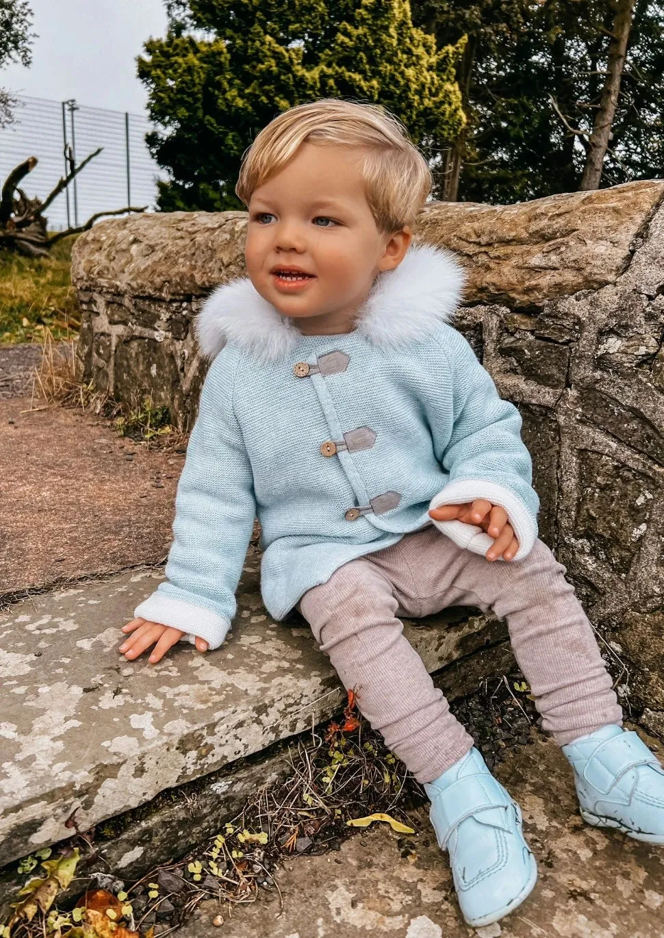 "Feliz" Sky Faux Fur Coat