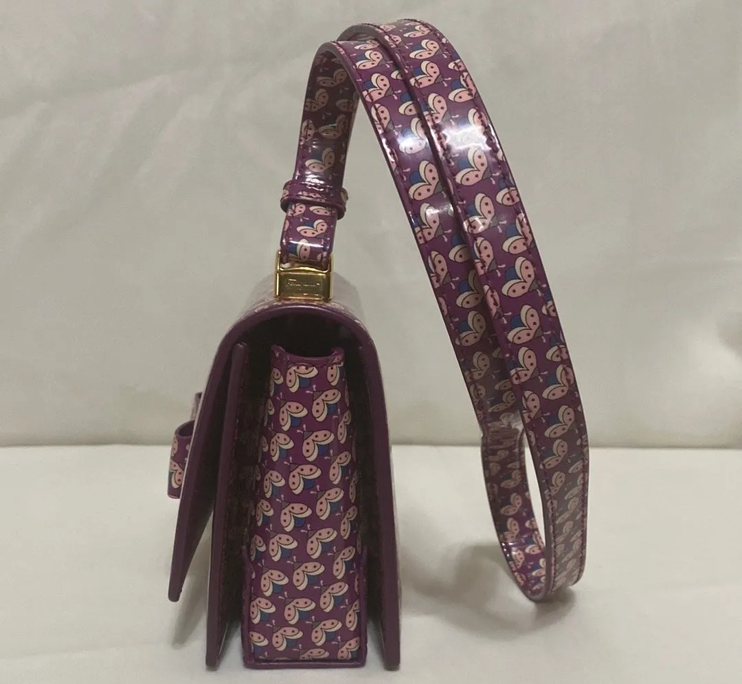 Rare Salvatore Ferragamo Patent Leather Mini Vara Bag In Ladybug Print