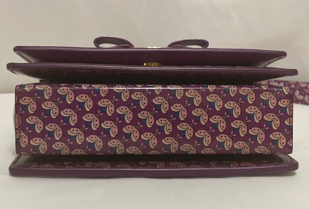 Rare Salvatore Ferragamo Patent Leather Mini Vara Bag In Ladybug Print