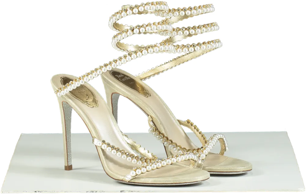 René Caovilla Cleo Pearl-Embellished Sandals UK 6 EU 39 👠