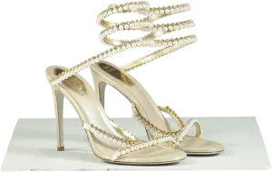 René Caovilla Cleo Pearl-Embellished Sandals UK 6 EU 39 👠