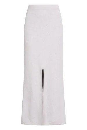 Ribbed Maxi Skirt with Slit in Ash