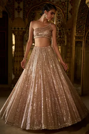 Rose Gold Sequin Lehenga Set
