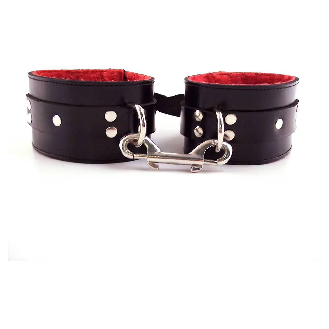 Rouge 100% Leather Faux Fur Wrist Cuffs
