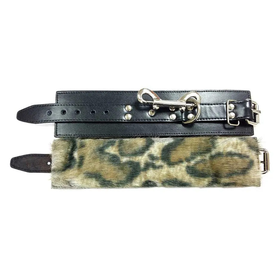 Rouge 100% Leather Faux Fur Wrist Cuffs