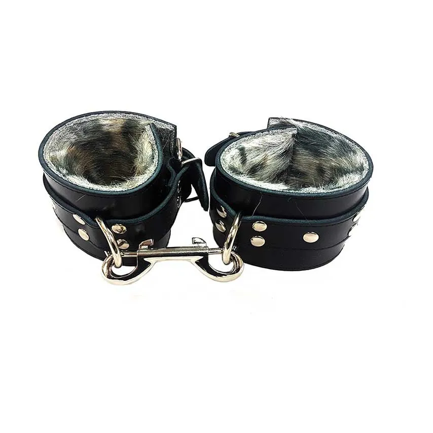 Rouge 100% Leather Faux Fur Wrist Cuffs