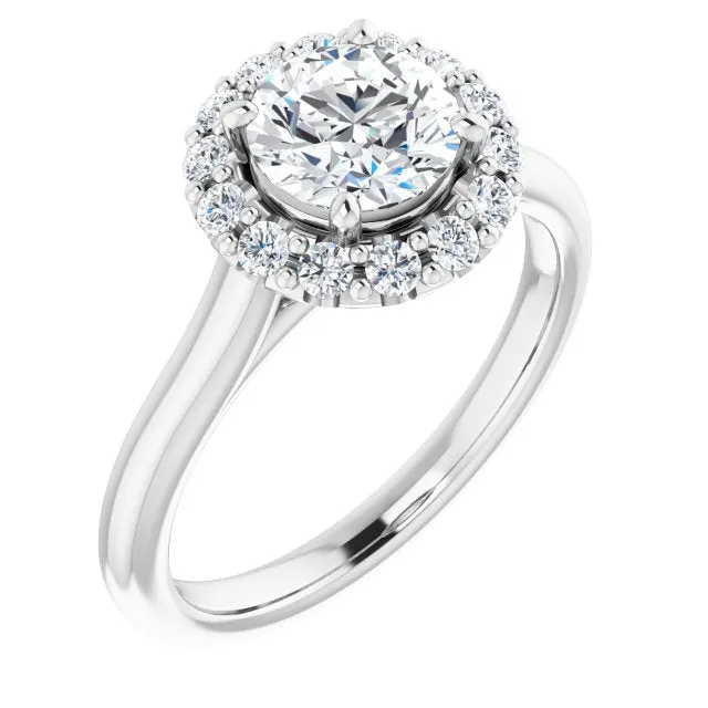 Round Diamond Halo Engagement Ring