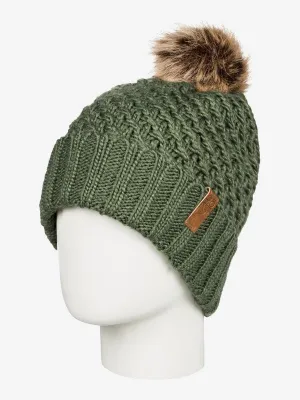 Roxy Womens Blizzard Pom-Pom Beanie - Bronze Green
