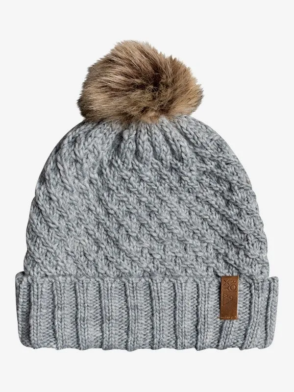 Roxy Womens Blizzard Pom-Pom Beanie - Heather Grey