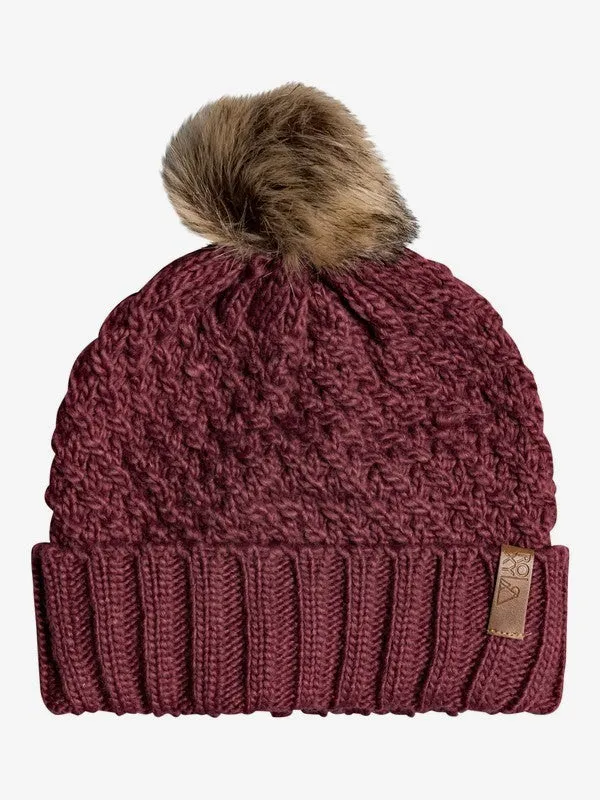 Roxy Womens Blizzard Pom-Pom Beanie - Oxblood Red