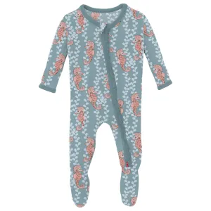 Ruffle Zipper Footie | Stormy Seahorses