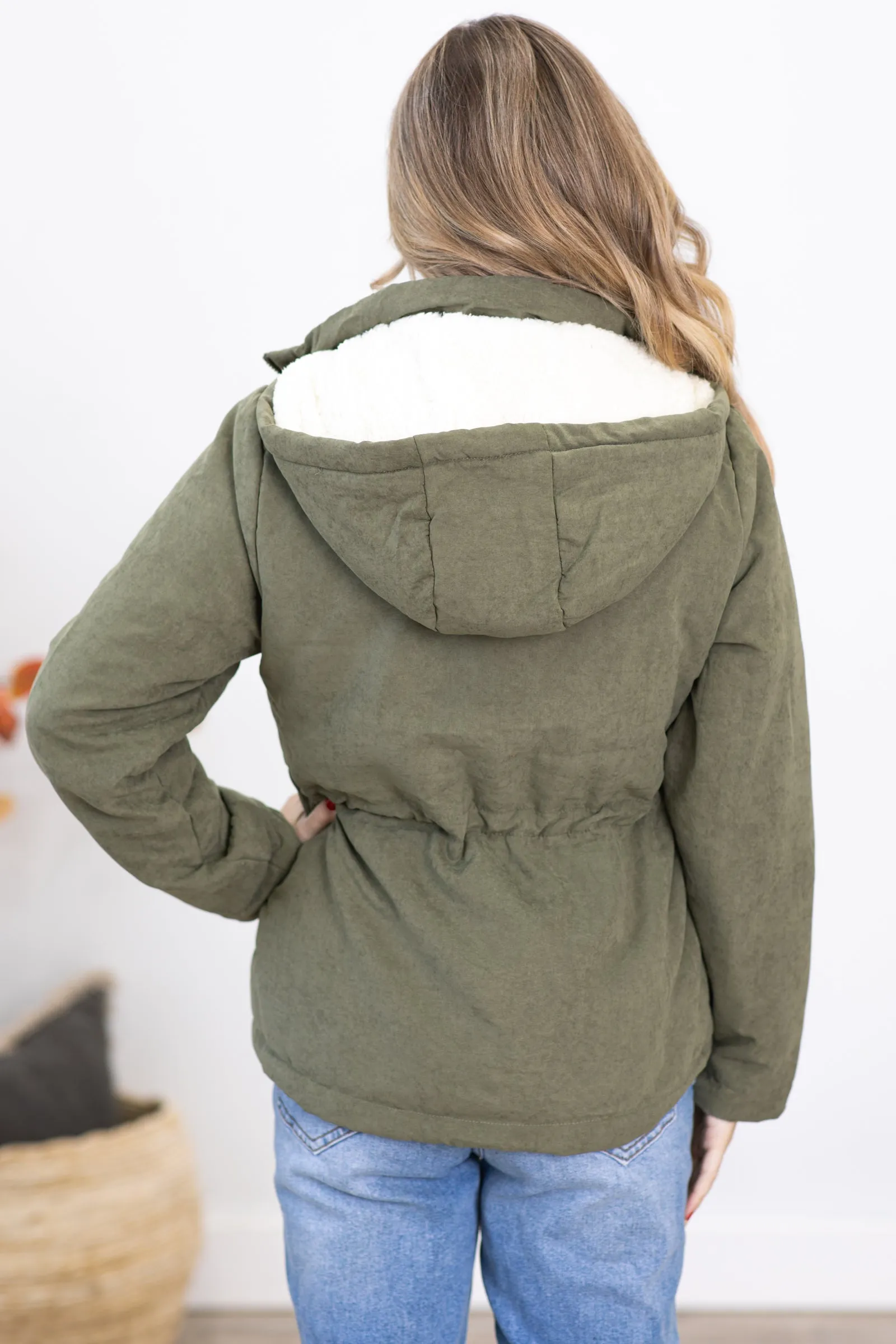 Sage Faux Fur Lined Hooded Jacket
