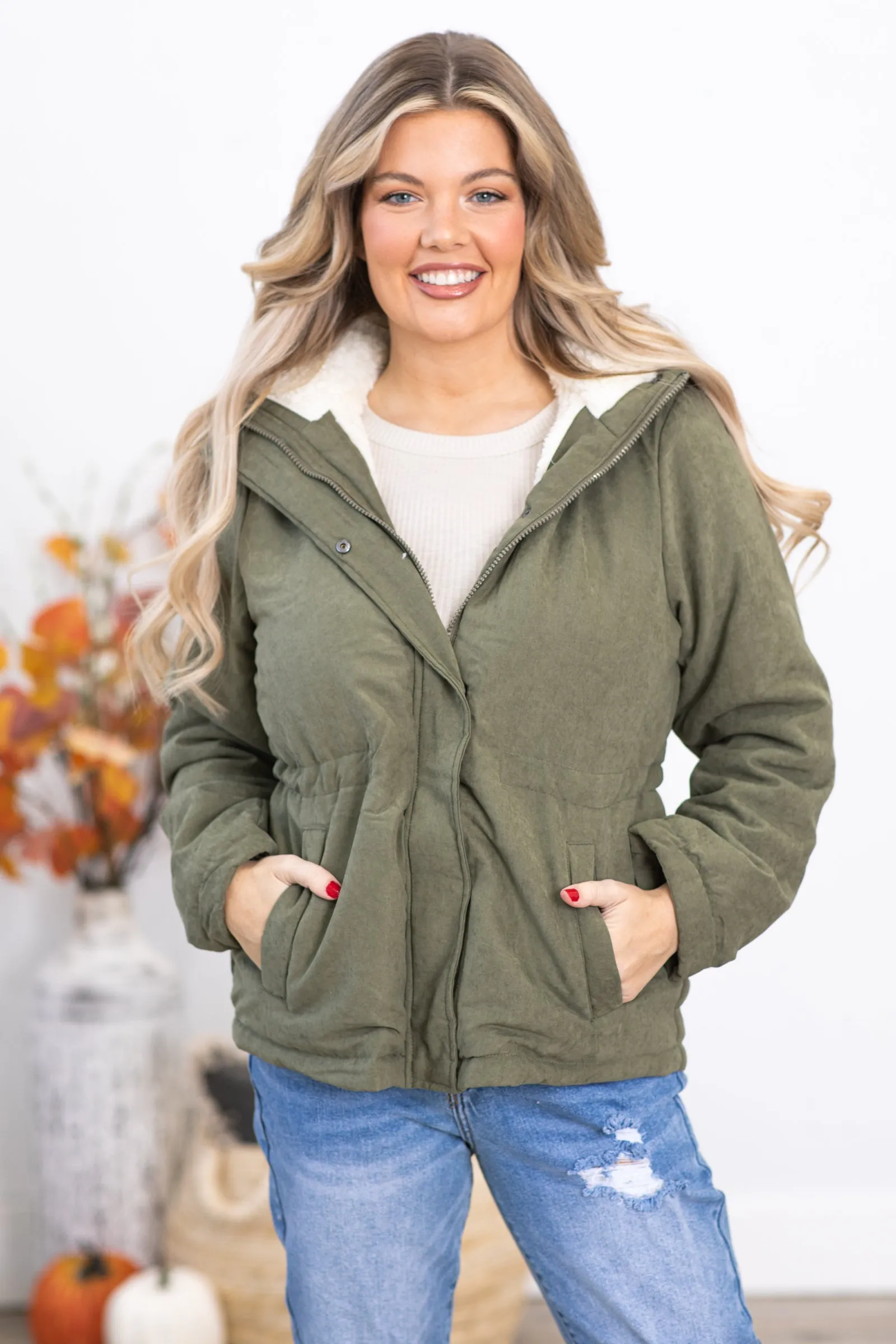 Sage Faux Fur Lined Hooded Jacket