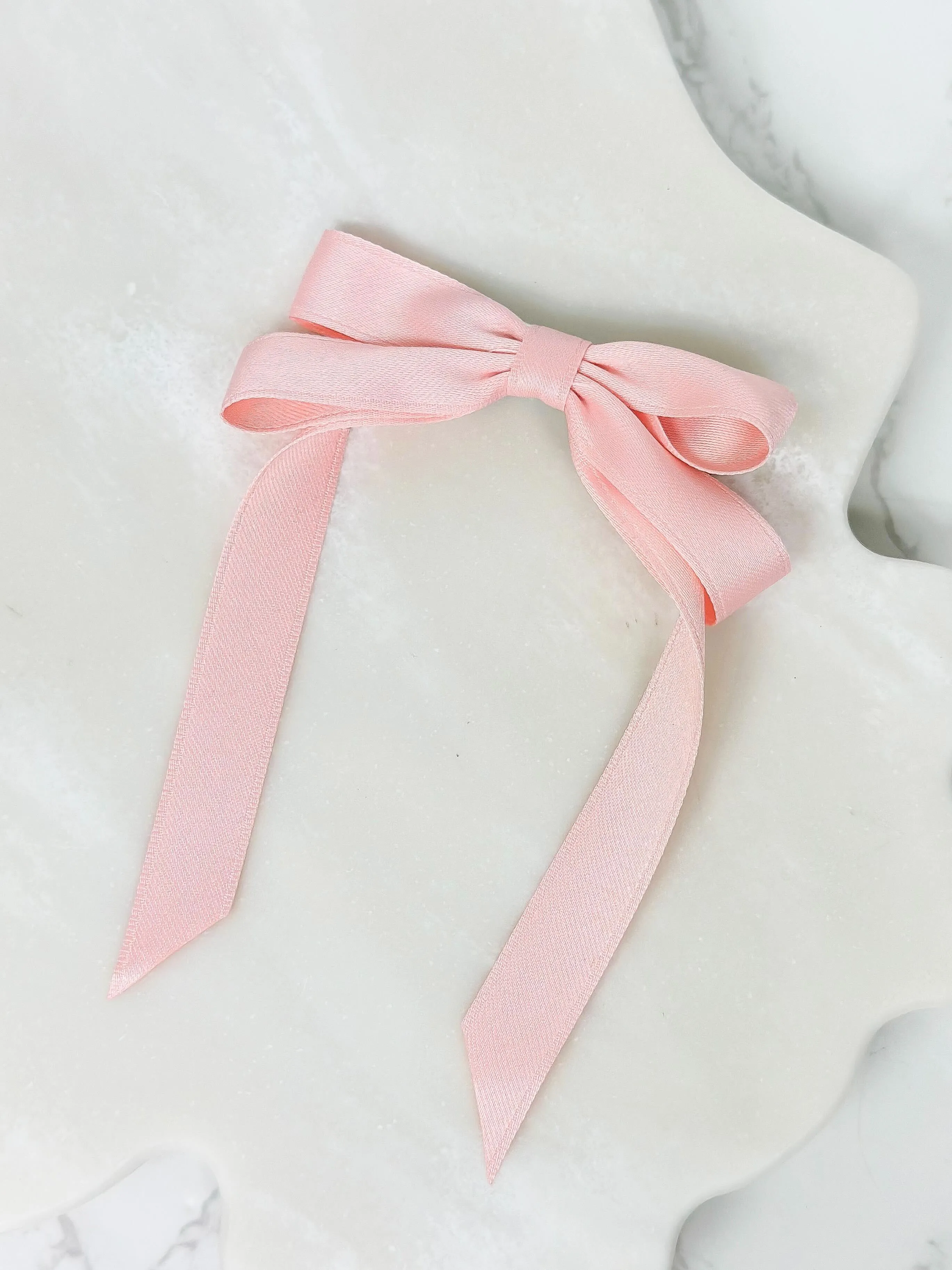 Satin Ribbon Hair Clip - Pink