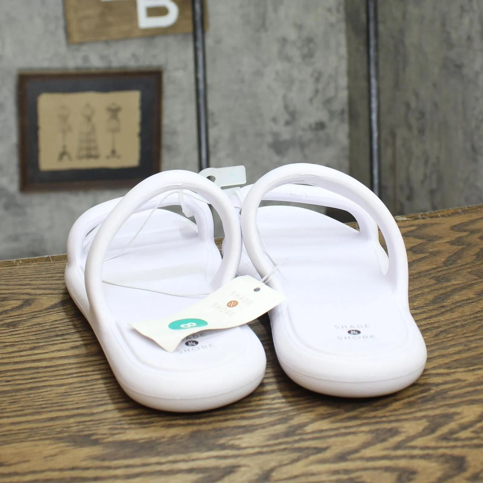 Shade & Shore Womens Ellen EVA Footbed Sandals 89887077 White 8M