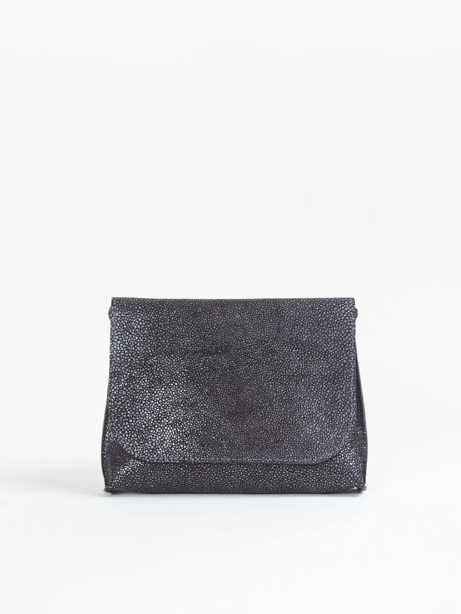 shagreen strappy foldover