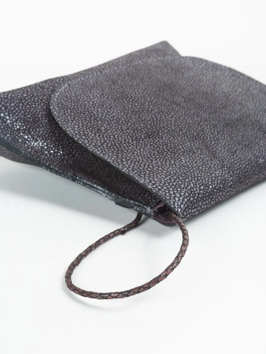shagreen strappy foldover