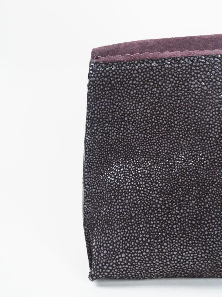 shagreen strappy foldover