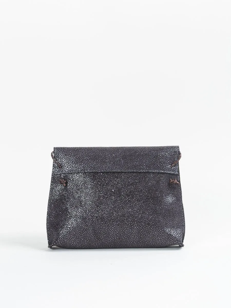 shagreen strappy foldover