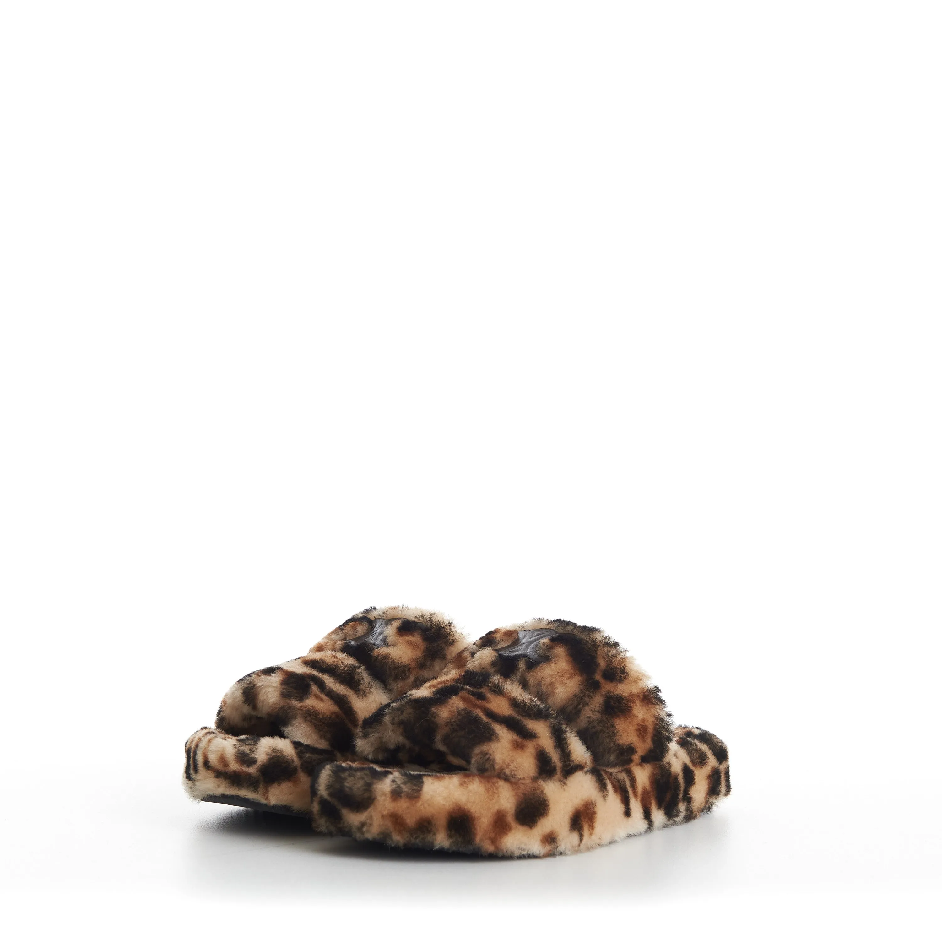 Shearling Fur Slide Sandals - Leopard Pattern