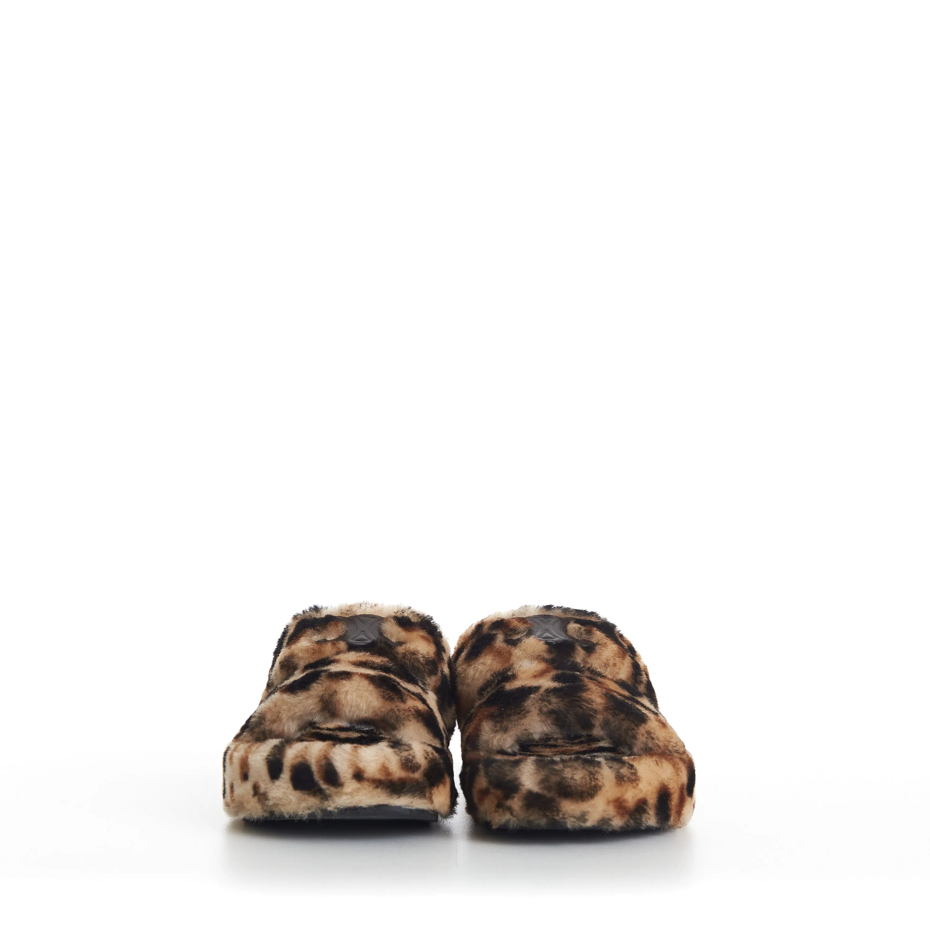 Shearling Fur Slide Sandals - Leopard Pattern