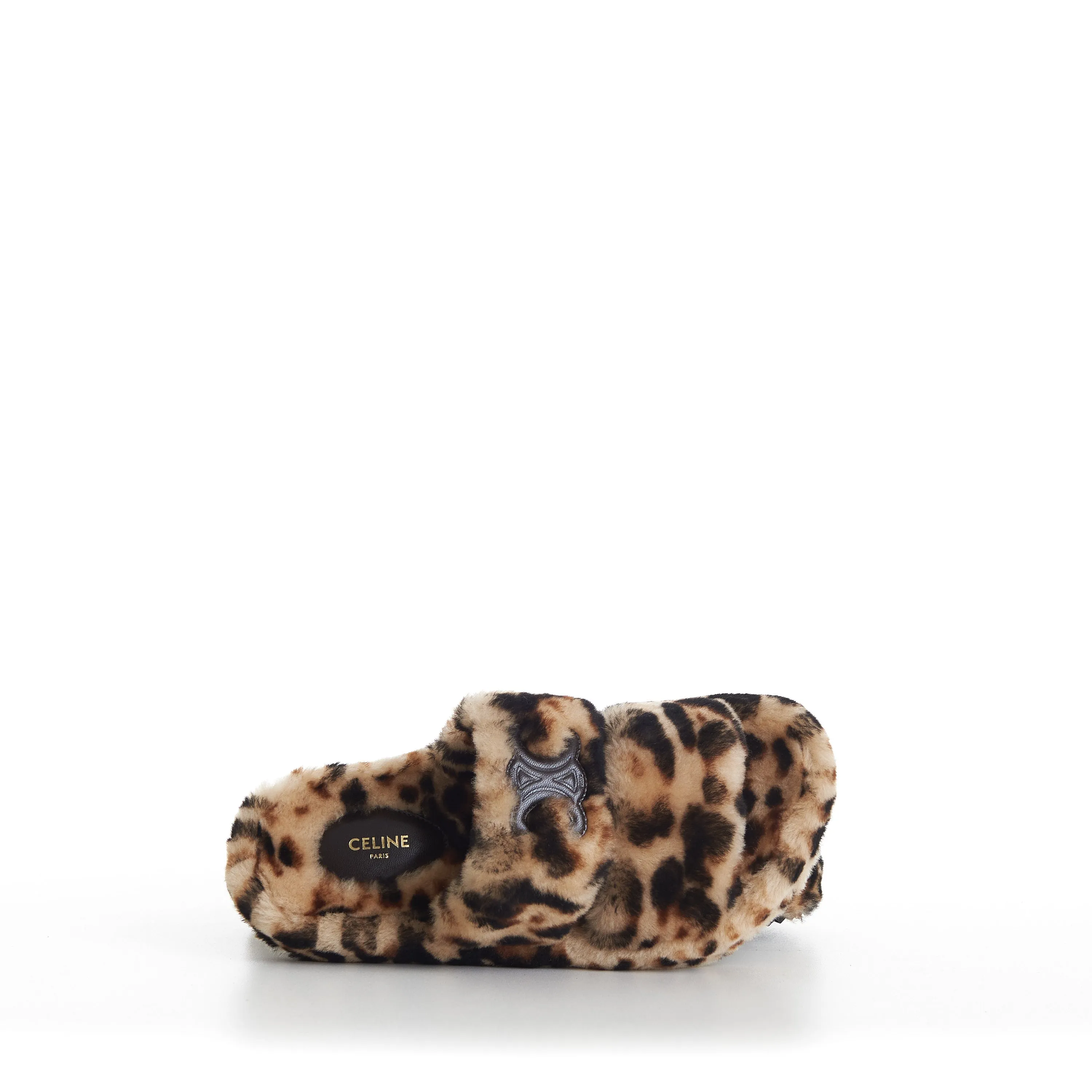 Shearling Fur Slide Sandals - Leopard Pattern