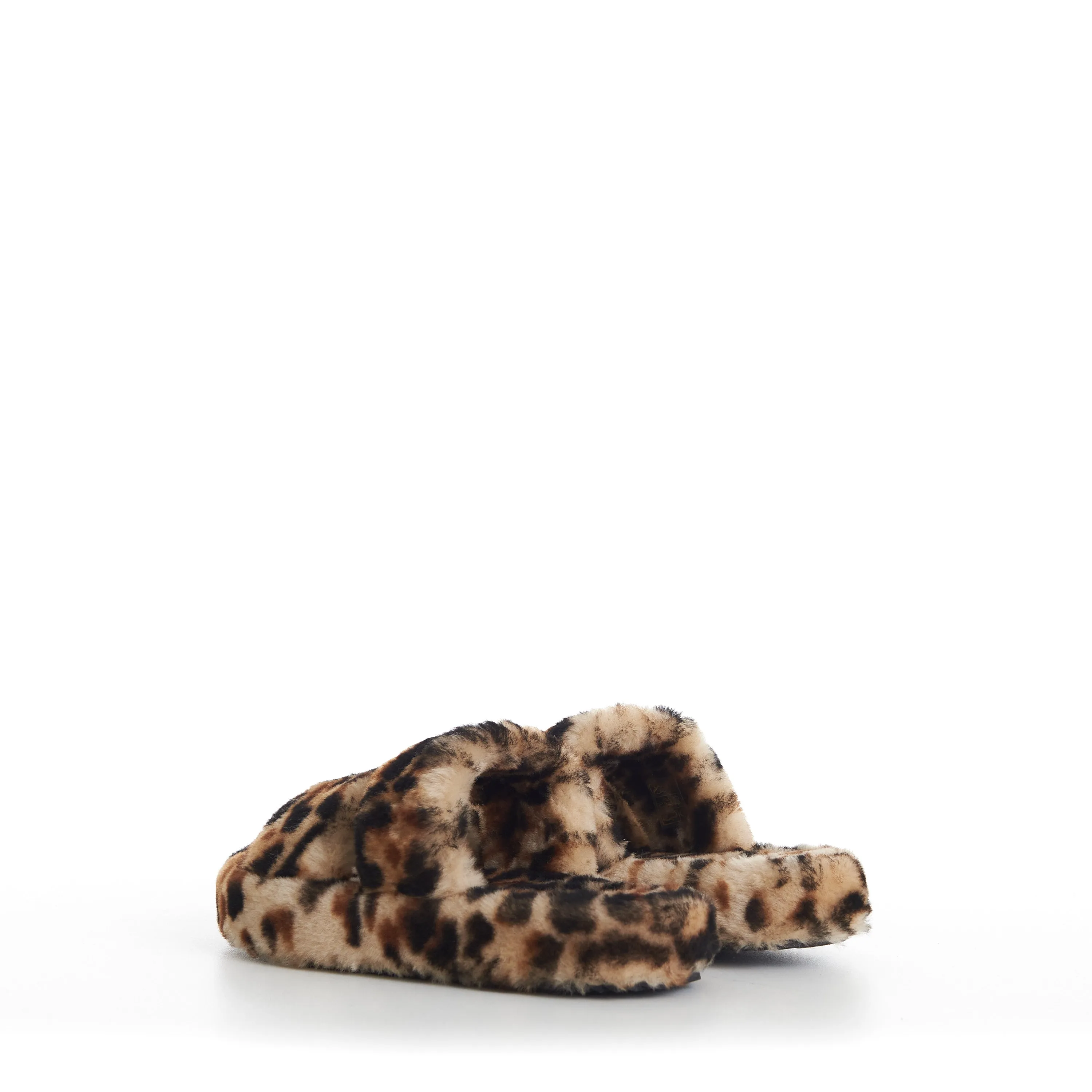 Shearling Fur Slide Sandals - Leopard Pattern