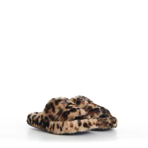 Shearling Fur Slide Sandals - Leopard Pattern