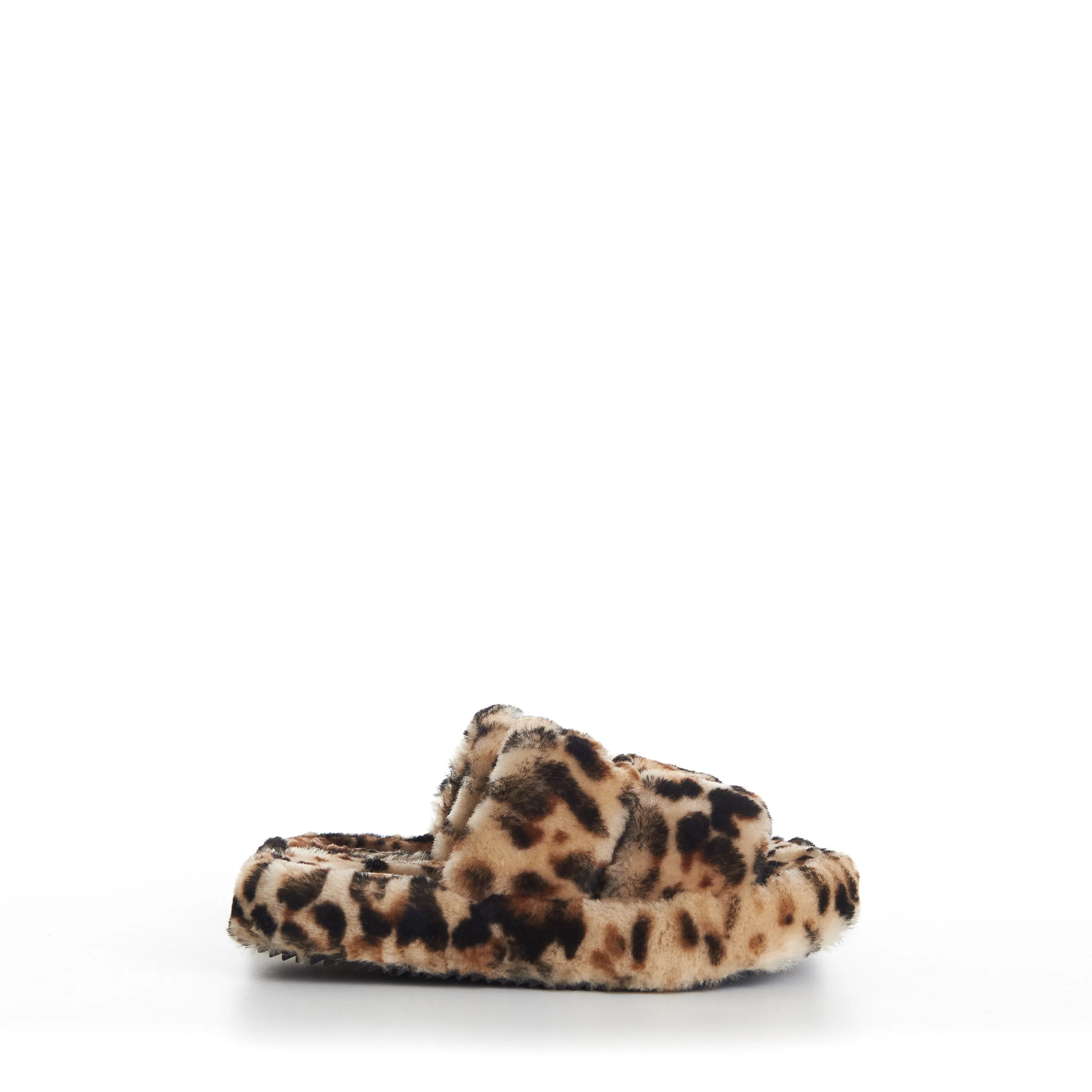 Shearling Fur Slide Sandals - Leopard Pattern