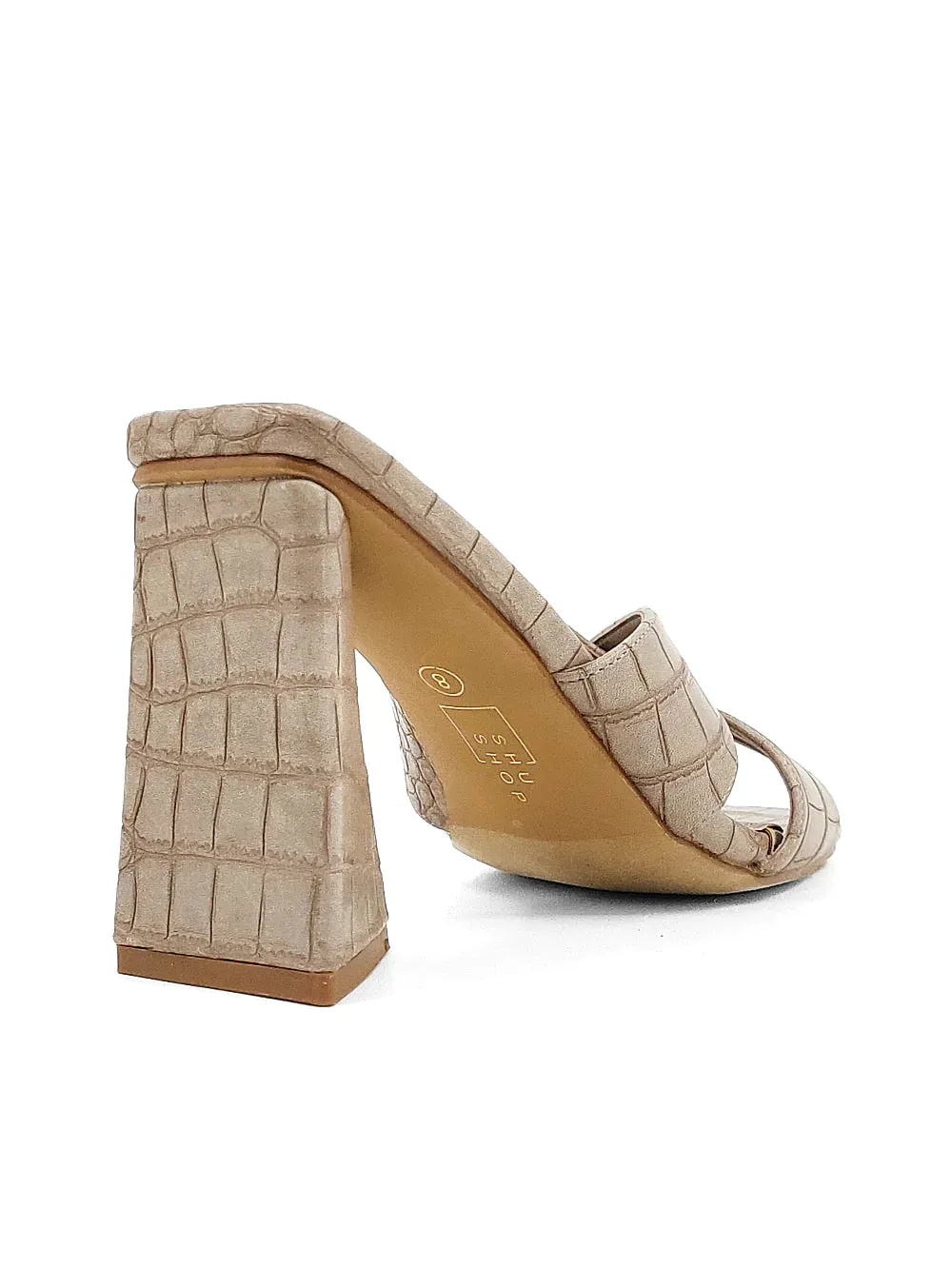 {ShuSHop} Eartha Triangle Heel - Taupe Croco