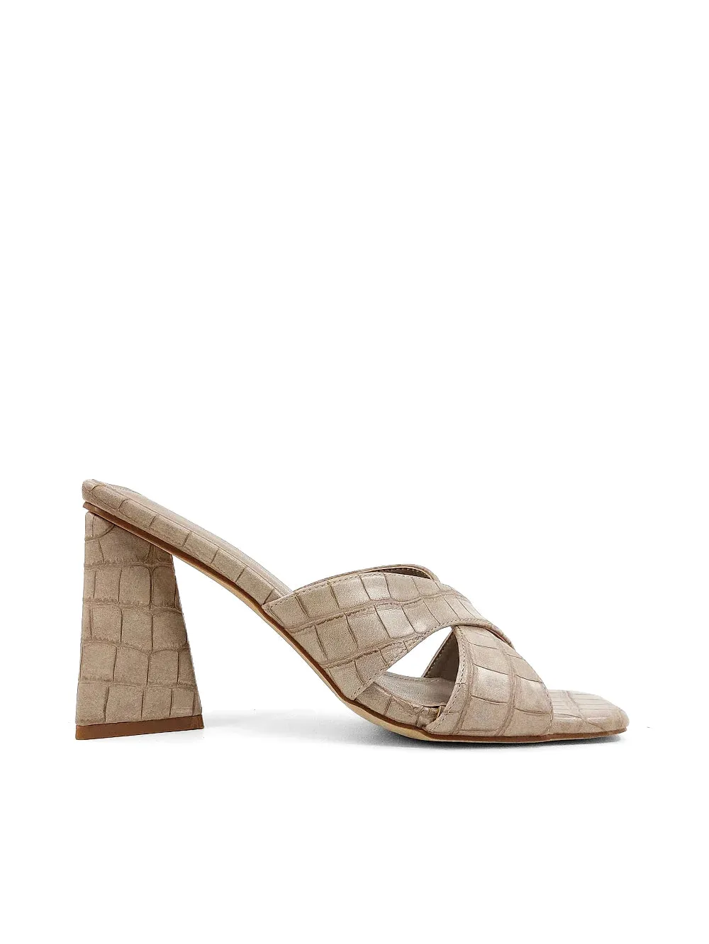 {ShuSHop} Eartha Triangle Heel - Taupe Croco