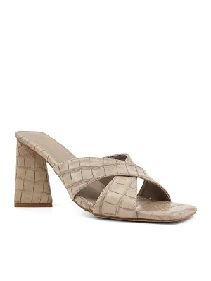 {ShuSHop} Eartha Triangle Heel - Taupe Croco