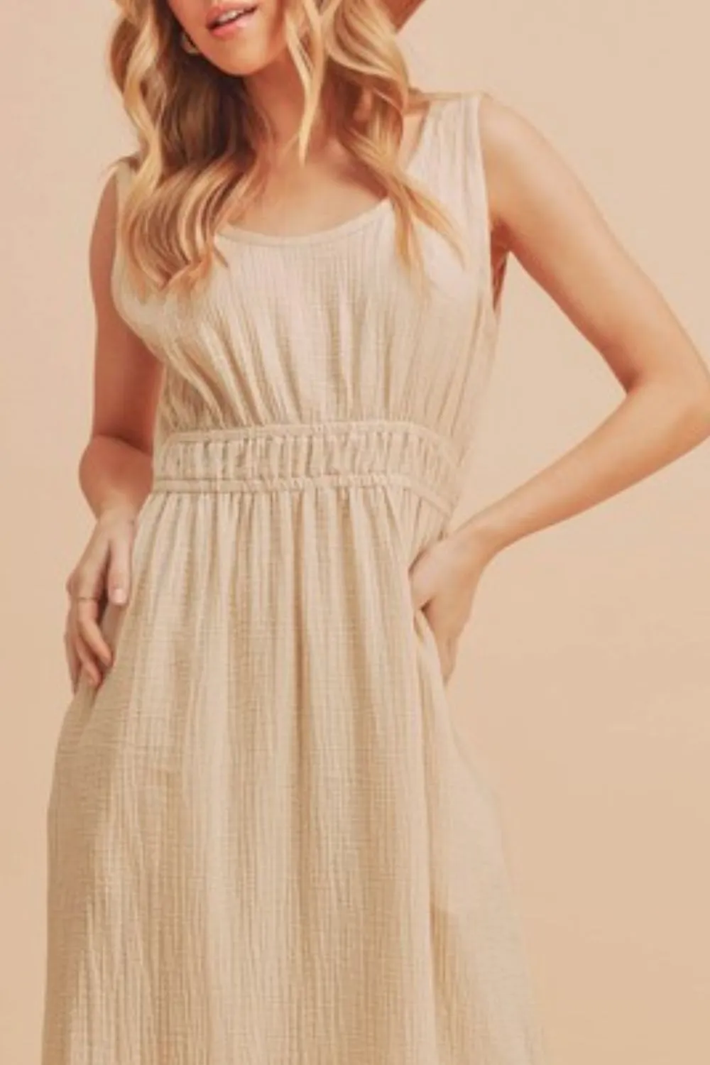Side Slit Round Neck Sleeveless Tank Dress