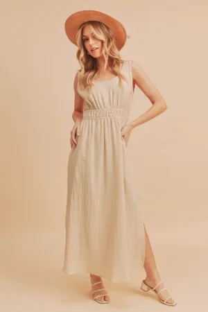 Side Slit Round Neck Sleeveless Tank Dress