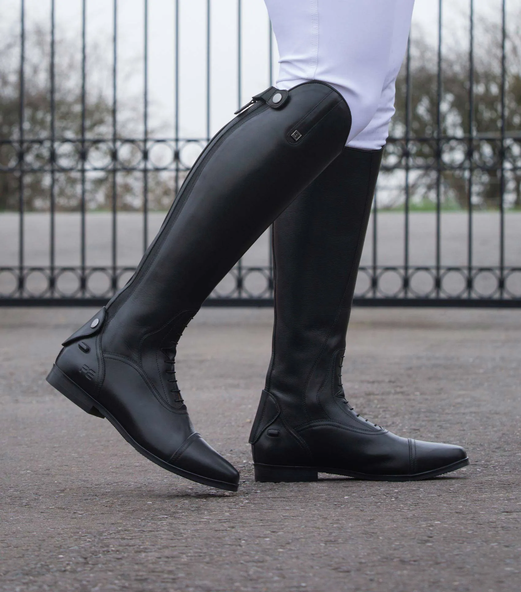 Silentio Mens Tall Leather Field Boots Black (Wide Calf)