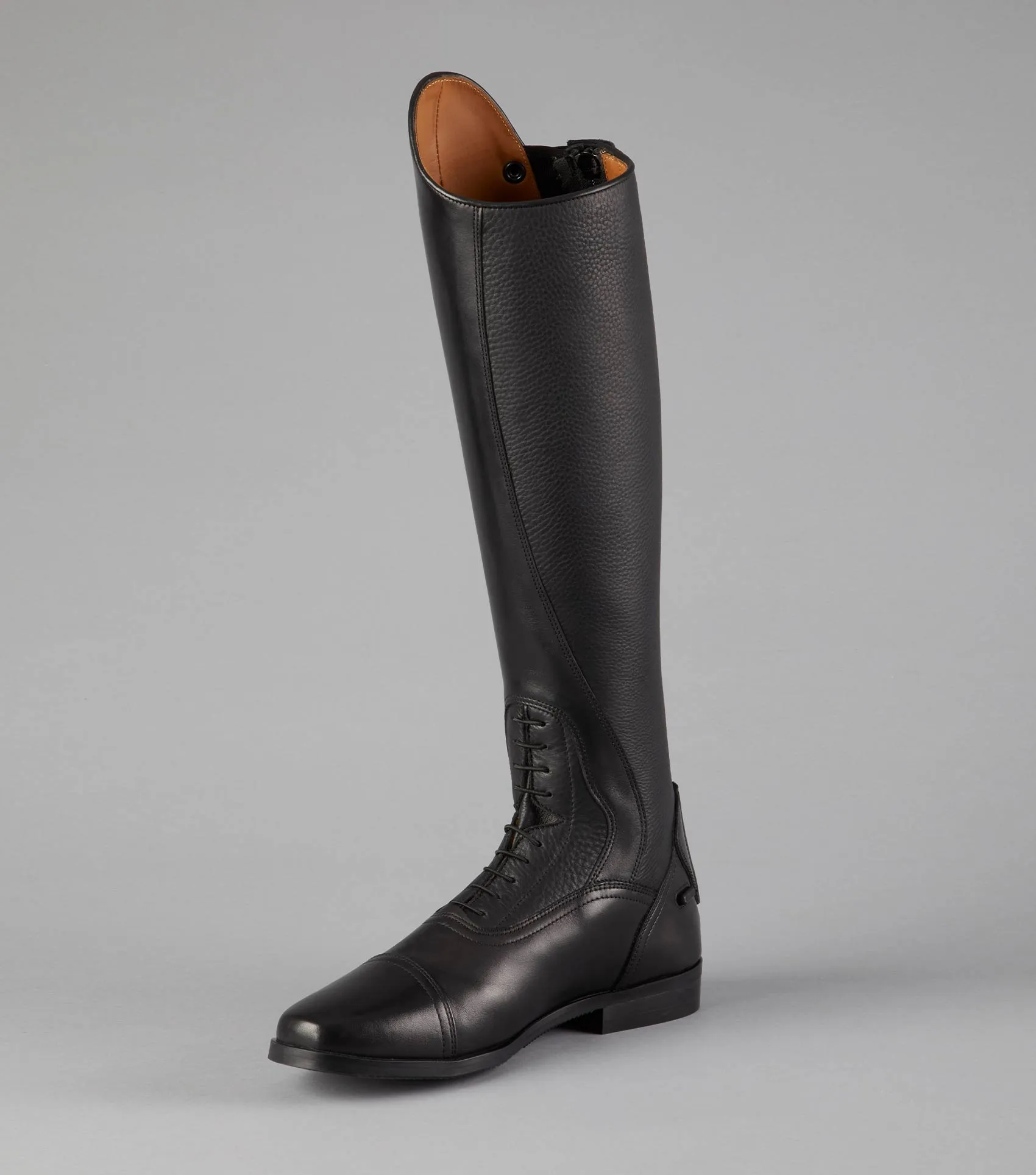 Silentio Mens Tall Leather Field Boots Black (Wide Calf)