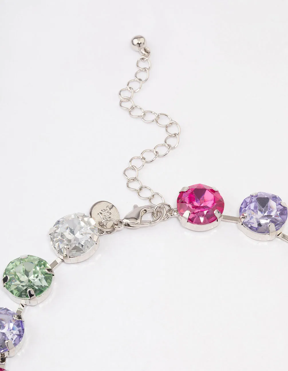 Silver Chunky Circle Diamante Necklace