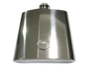 Silver Toned Etched Oval Jumping Killer Whale Orca 6oz Flask