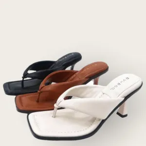 Size 10 Bamboo REVIVE Black Open Toe Thong Sandal Trend Heel