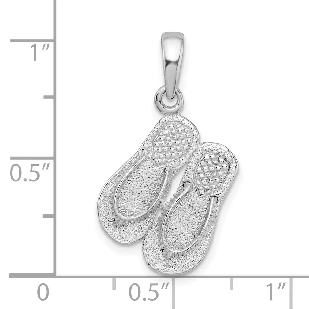 Sterling Silver Polished 3D Flip-flops Pendant