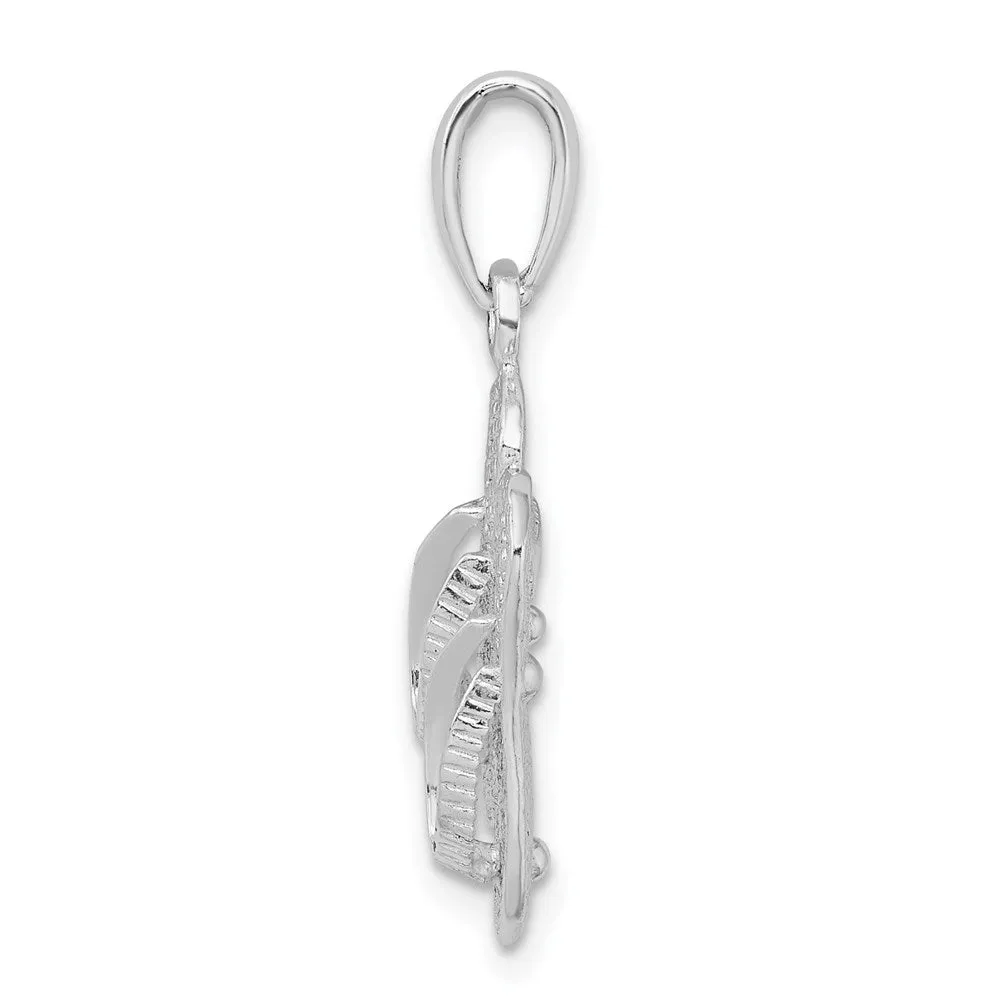 Sterling Silver Polished 3D Flip-flops Pendant