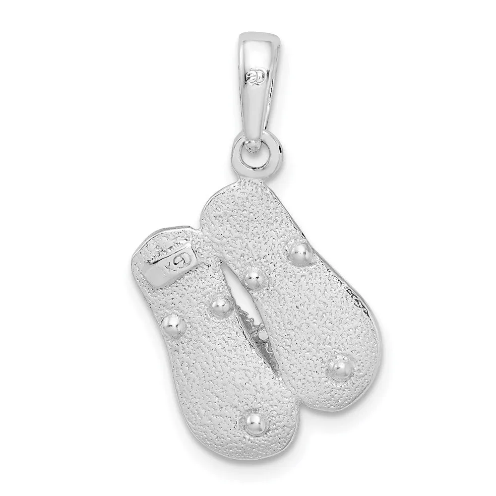 Sterling Silver Polished 3D Flip-flops Pendant