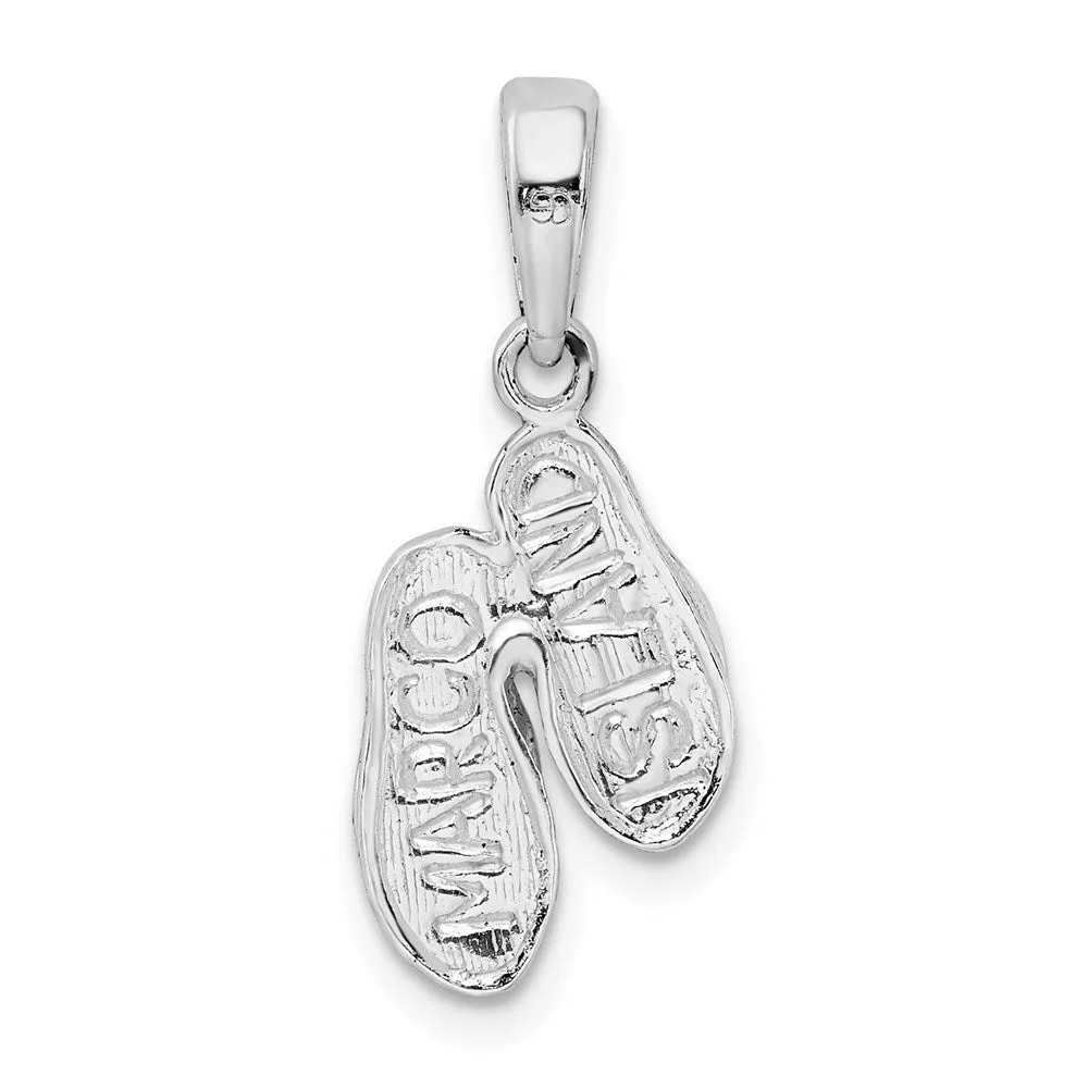 Sterling Silver Polished/Textured Marco Island Flip Flops Pendant