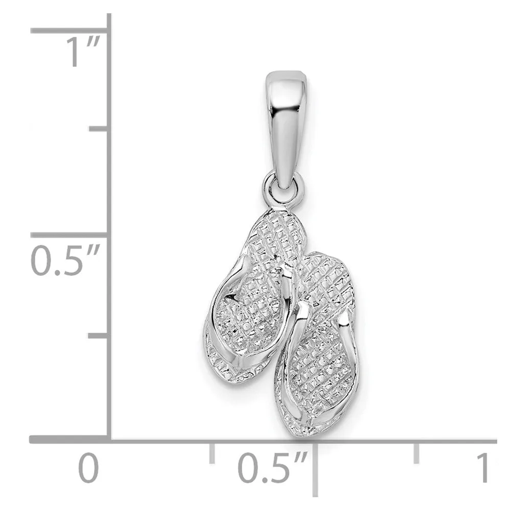 Sterling Silver Polished/Textured Marco Island Flip Flops Pendant