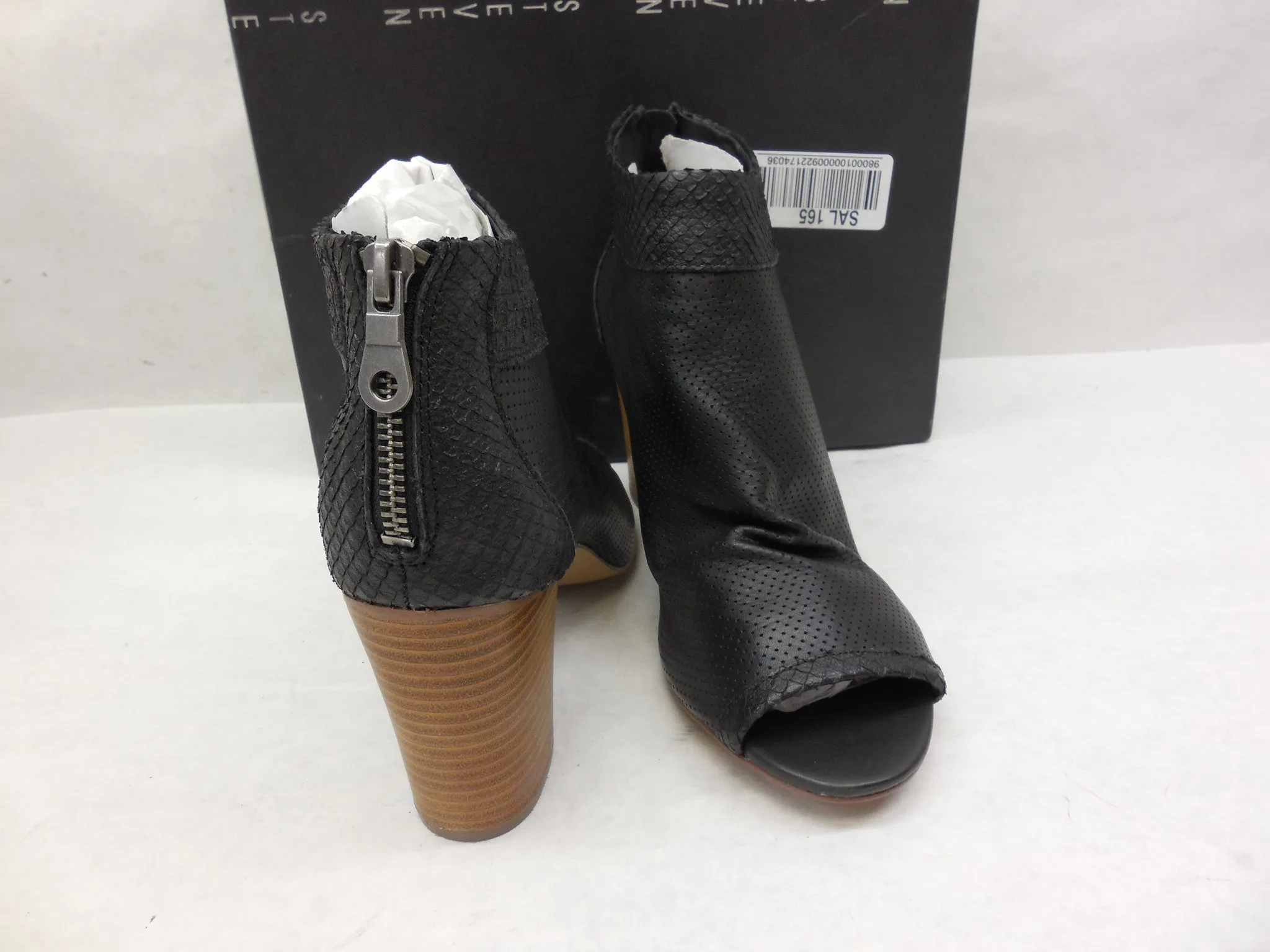 Steven By Steve Madden Black Perforated Normandi Peep Toe Booties Size 9.5