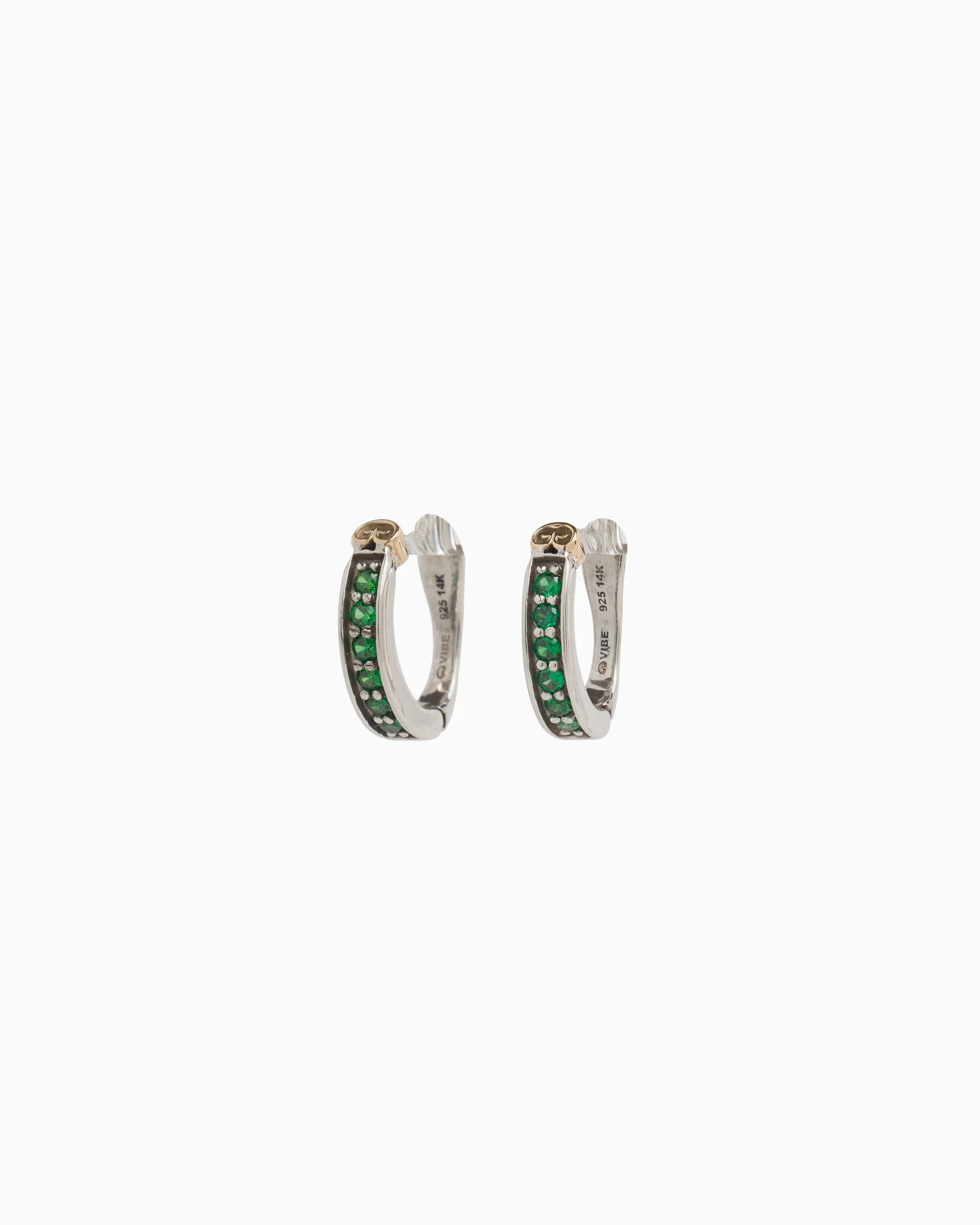 Stone Embellished Hoops - Green Zircon