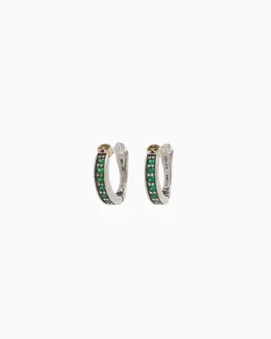 Stone Embellished Hoops - Green Zircon