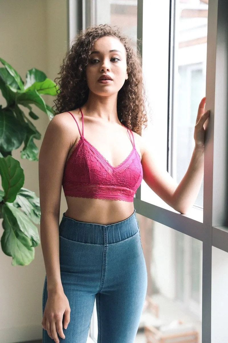 Strappy Back Geometric Lace Bralette - 3 colors