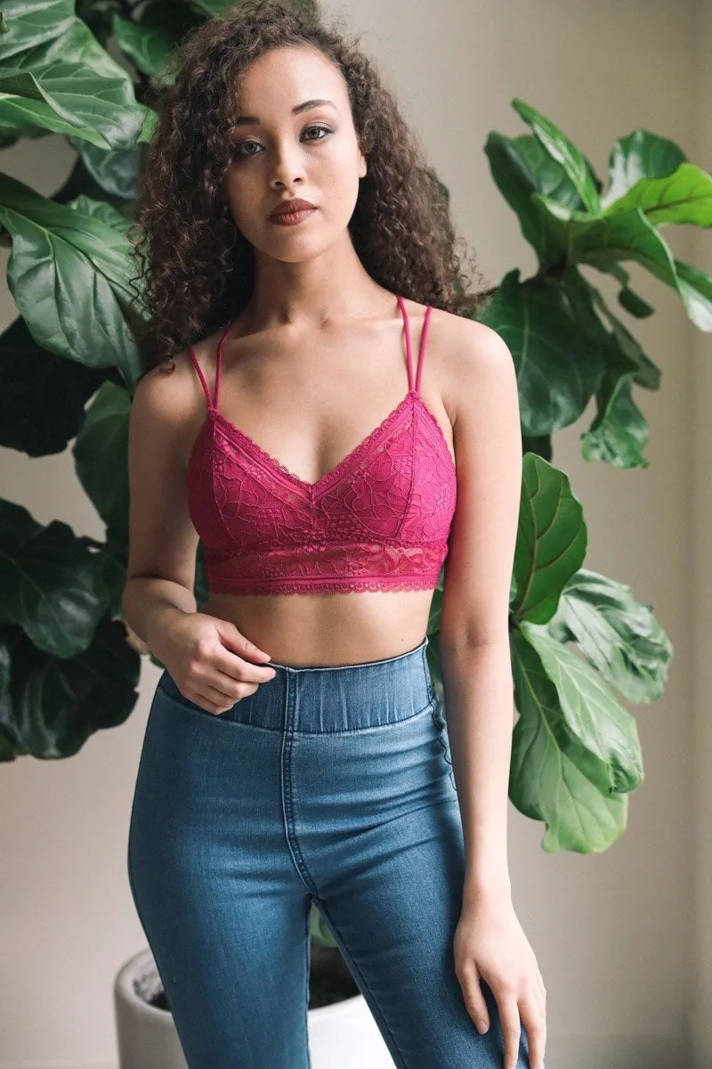 Strappy Back Geometric Lace Bralette - 3 colors