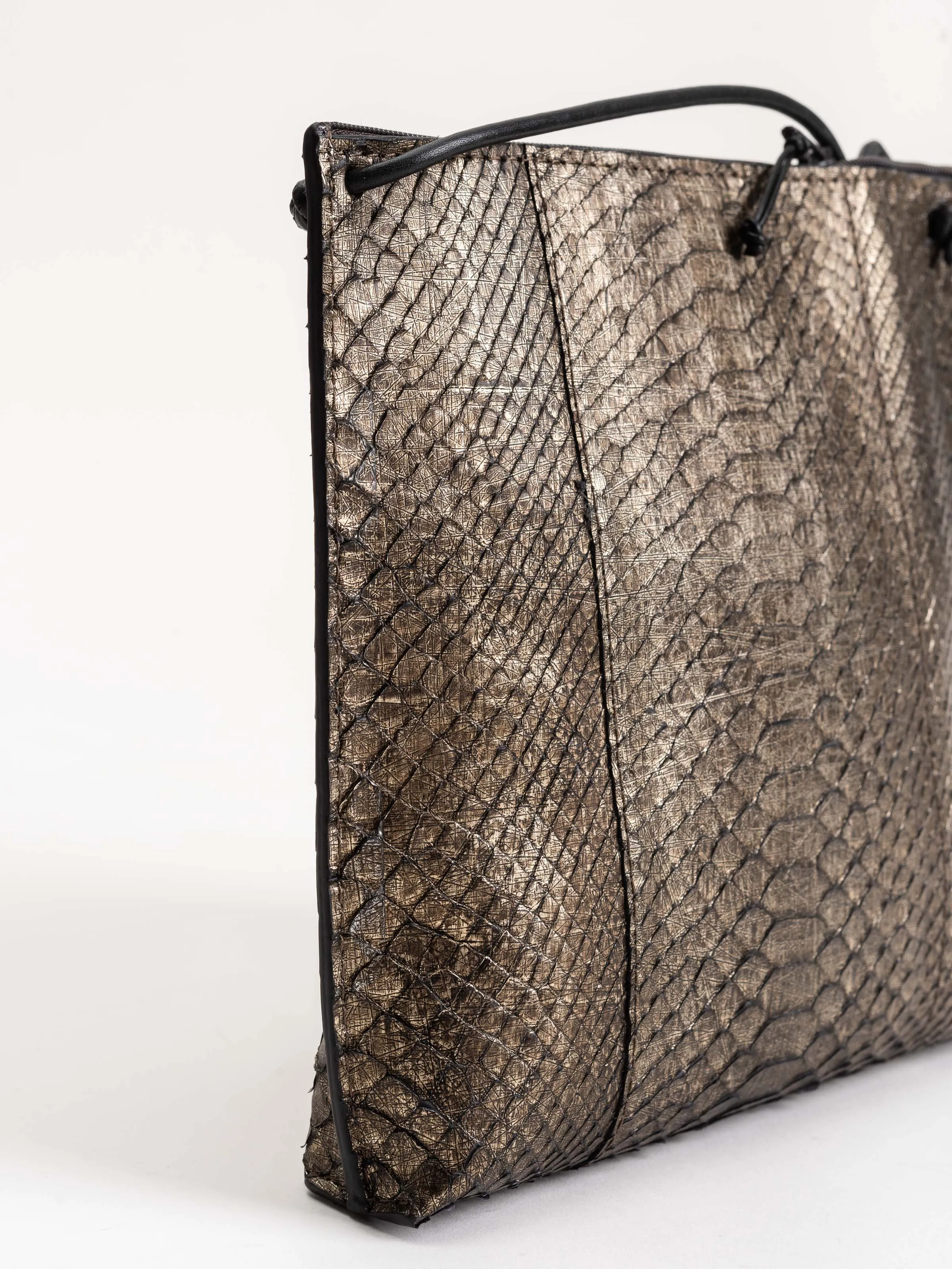 strappy pouch - distressed metal python
